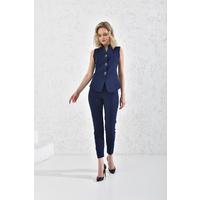 Snap Vest Suit Navy Blue