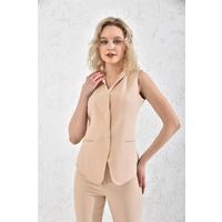 Snap Vest Suit Beige