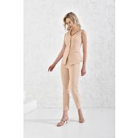 Snap Vest Suit Beige