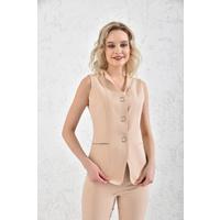 Snap Vest Suit Beige