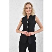 Snap Vest Suit Black