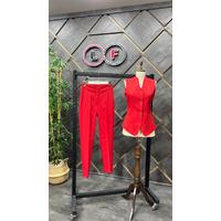 Snap Vest Suit Red