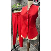 Snap Vest Suit Red