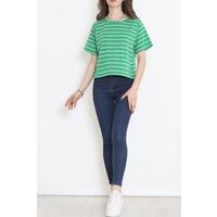 Çizgili Crop Tişört Benetton  - 9525.1567.