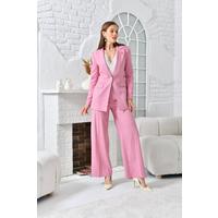 Striped Pattern Wide Leg Trousers Suit Dusty Rose