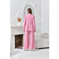 Striped Pattern Wide Leg Trousers Suit Dusty Rose