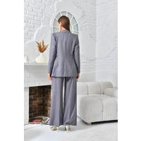 Striped Pattern Wide Leg Trousers Suit Gray