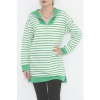 Çizgili Fermuarlı Tunik Sweat Yeşil - 472582.1778.