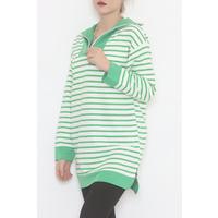 Çizgili Fermuarlı Tunik Sweat Yeşil - 472582.1778.