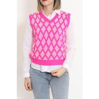 Striped V-Neck Knitwear Sweater Pink - 8354.291.