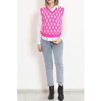 Striped V-Neck Knitwear Sweater Pink - 8354.291.