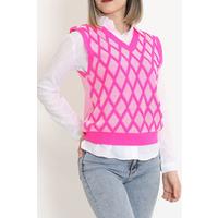 Striped V-Neck Knitwear Sweater Pink - 8354.291.