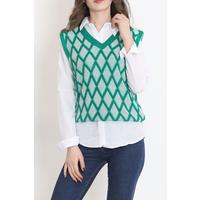 Striped V-Neck Knitwear Sweater Green - 8354.291.