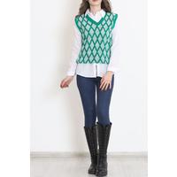 Striped V-Neck Knitwear Sweater Green - 8354.291.