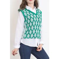 Striped V-Neck Knitwear Sweater Green - 8354.291.