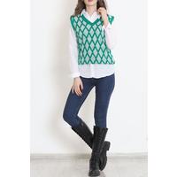 Striped V-Neck Knitwear Sweater Green - 8354.291.