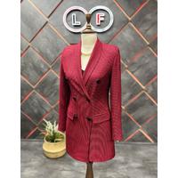 Leather Buttoned Jacket Claret Red