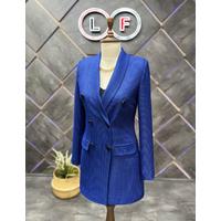 Leather Buttoned Jacket Saks Blue