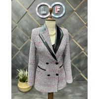 Leather Collar Double Breasted Jacket Lilac