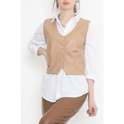 Leather Vest Beige - 3636.1595.