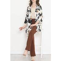 Desenli Kimono Siyahbej - 2492.555.