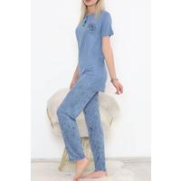 Desenli Pijama Takımı Mavi - 11405.1048.