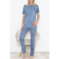 Desenli Pijama Takımı Mavi - 11405.1048.