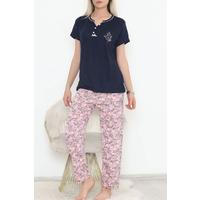 Desenli Pijama Takımı Lacivert3 - 11405.1048.