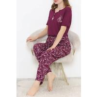 Desenli Pijama Takımı Mor6 - 11405.1048.