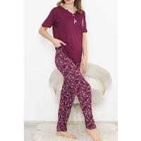 Desenli Pijama Takımı Mor6 - 11405.1048.