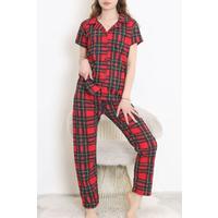 Desenli Pijama Takımı Kırmızıkareli - 10682.1287.