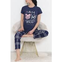 Patterned Pajama Set Navy Blue - 10683.1287.