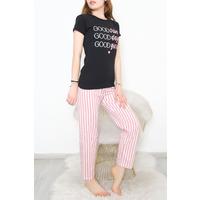 Patterned Pajama Set Black Powder - 10798.1287.