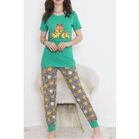 Desenli Pijama Takımı Yeşil - 15279.1773.