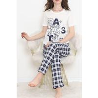 Desenli Pijama Takımı Beyaz - 15279.1773.