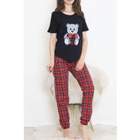 Desenli Pijama Takımı Siyahkırmızı - 15279.1773.