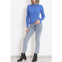 Stand-up Collar Knitwear Blue - 8433.291.