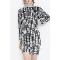 Button Detailed Dress Greyblack - 12413.701.