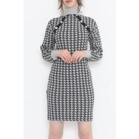 Button Detailed Dress Greyblack - 12413.701.