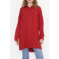 Düğmeli Tunik Bordo - 3204.1555.