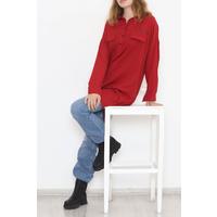 Düğmeli Tunik Bordo - 3204.1555.