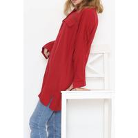 Düğmeli Tunik Bordo - 3204.1555.