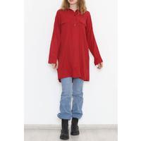 Düğmeli Tunik Bordo - 3204.1555.