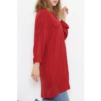 Düğmeli Tunik Bordo - 3204.1555.