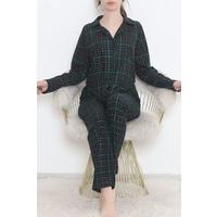 Buttoned Suede Suit Green Check - 450.1287.