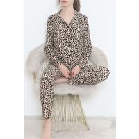 Buttoned Suede Suit Leopard - 450.1287.