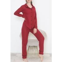 Buttoned Corduroy Suit Claret Red - 12517.1048.