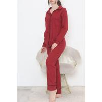 Buttoned Corduroy Suit Claret Red - 12517.1048.