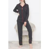 Buttoned Corduroy Suit Anthracite - 12517.1048.