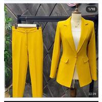 Buttoned Atlas Suit Mustard Yellow